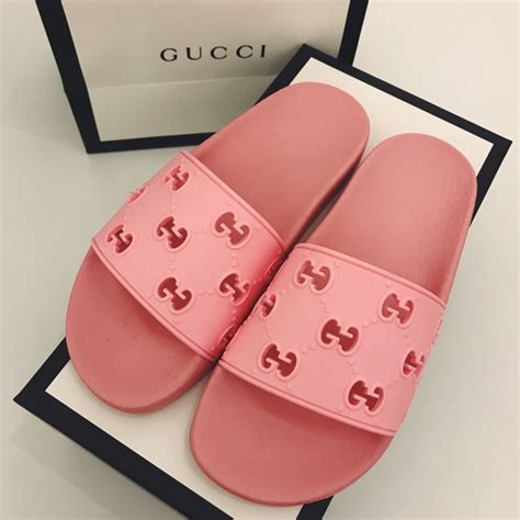 gold and pink gucci slides|Gucci slides for women pink.